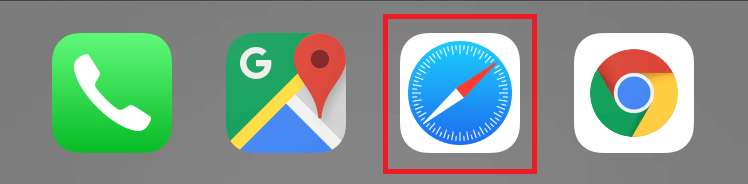 アイフォンの画面で、サファリアイコン