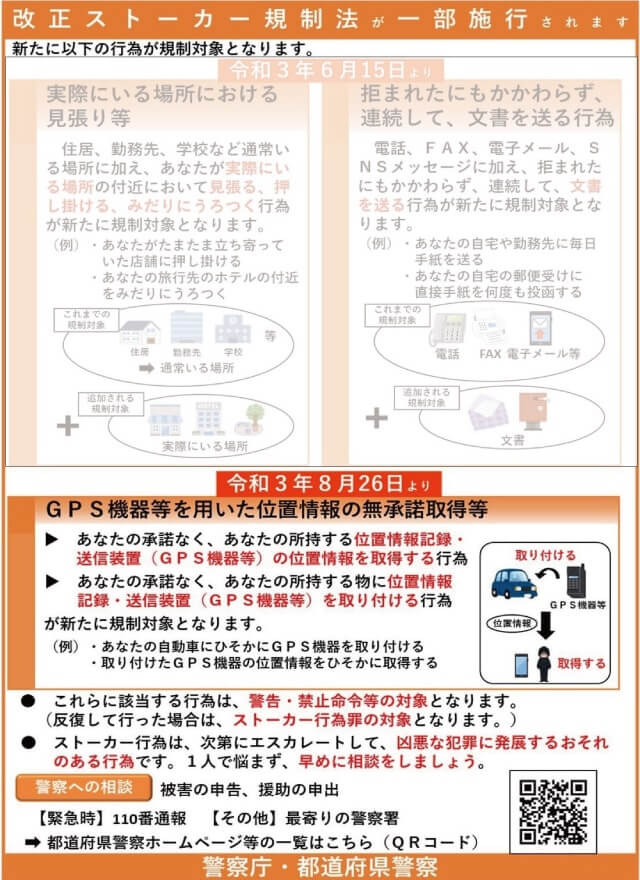 ストーカー規制法の改正の概要