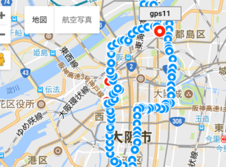 GPSの位置情報履歴をマップ表示